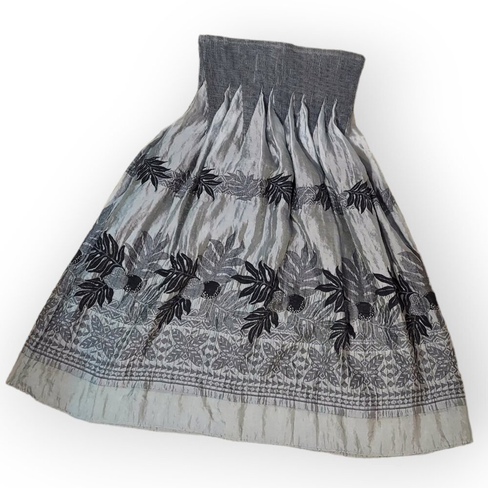 Lapis  Women's Skirt Dress Stretch Whimsigoth Embroidered Silver Black One Size